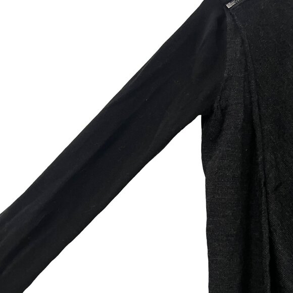 Allsaints Drina Charcoal Black Wool Asymmetric Draped Cardigan Sweater Size 4 - Picture 4 of 7